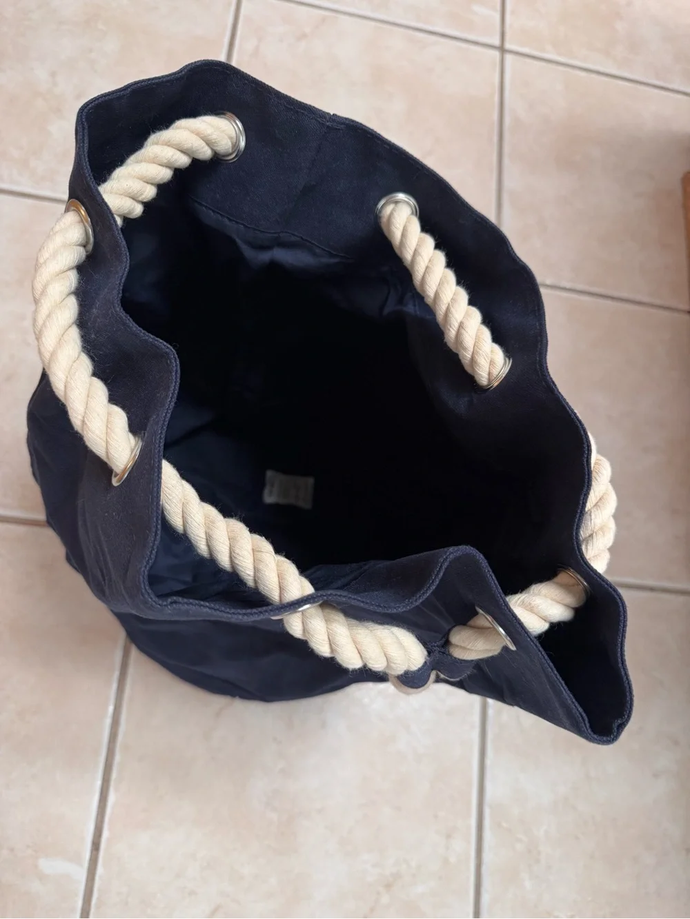 Jean Paul Gaultier Navy Canvas Drawstring Rope Backpack